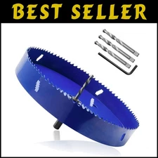 Versatile 9-Inch Hole Saw with Heavy Duty Arbor for Smooth Wood & Metal Cuts