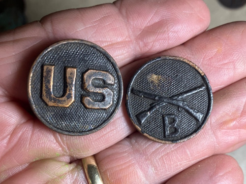 US & Infantry B Co. collar  discs-found Columbus,New Mexico-Mexican Border Wars