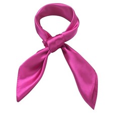 Women Silk Feeling Scarf 23.6'' Solid Color Square Satin Scarf Neck Rose Red