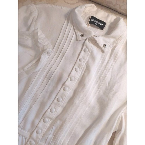 NEW! Dsquared2 White Blouse Ruffle Hem Button Down Long Sleeve Top Girls Sz 16 - Picture 5 of 12