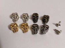 Pkg of 5 SKULLS 3D Metal Rivet Studs 5/8" x 3/8" 15mm Crafts 1900 