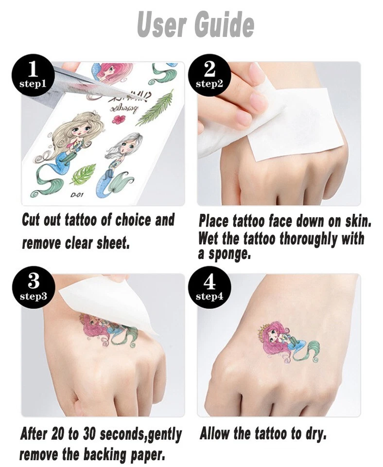 10 Sheets Kids  Boys Girls Temporary Tattoos Stickers Party Loot Bag Fillers UK - Image 2 of 4