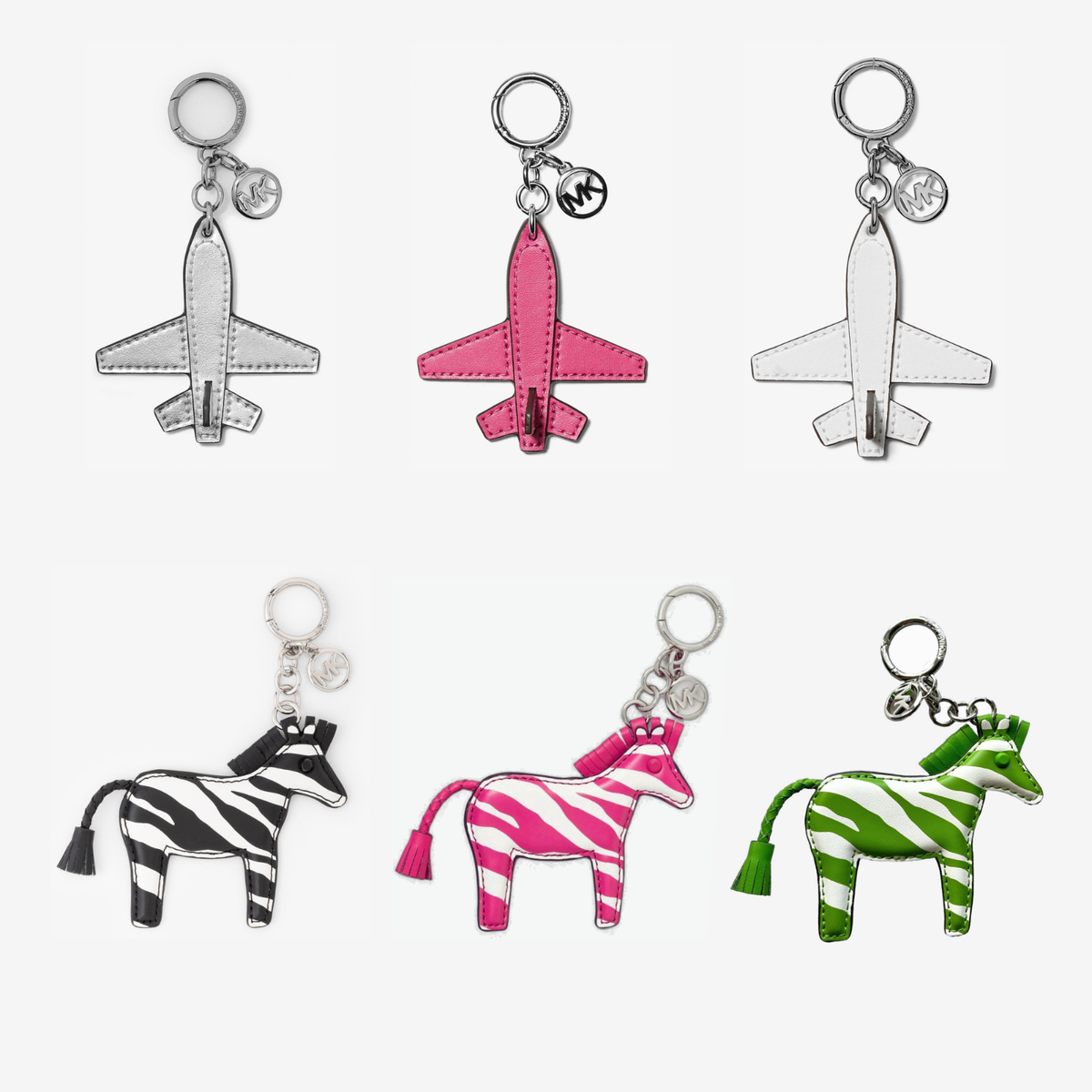 キーホルダー・キーリング MICHAEL Michael Kors LEATHER CHARMS Tassle Key Fob Michael Kors Charms Leather Keyring Key Fob, Pink, Large