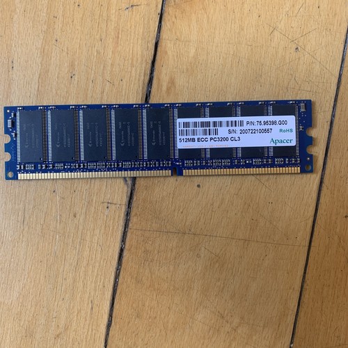 512MB  PC DDR1 DDR PC3200E DDR-400 DUAL RANK  184PIN ECC NON-REG   64X8  18CHIPS - Picture 1 of 2