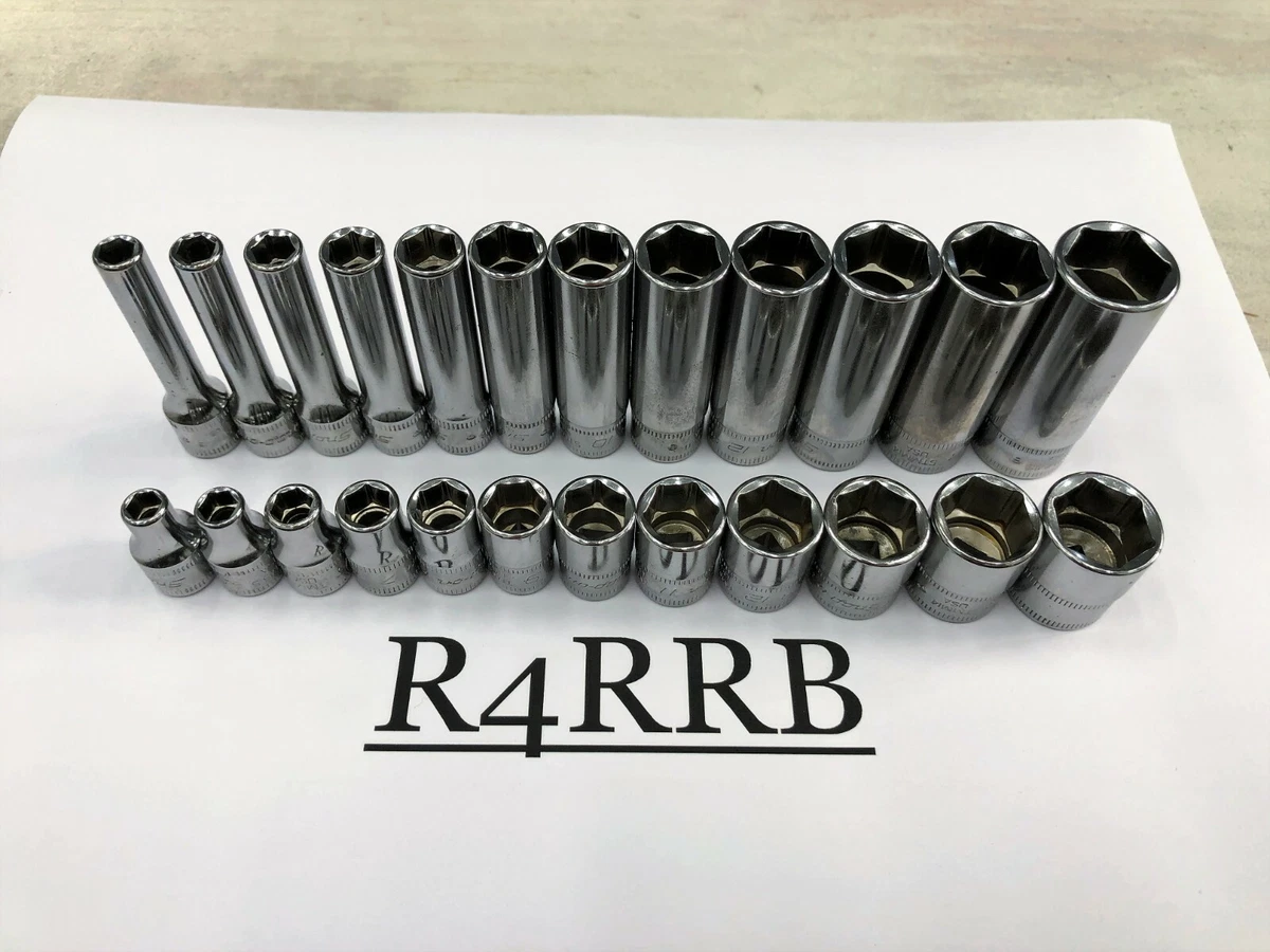 Snap on Tools USA NEW 24pc 1 4 Drive Metric 6pt Shallow Deep Socket Set 124STTMM