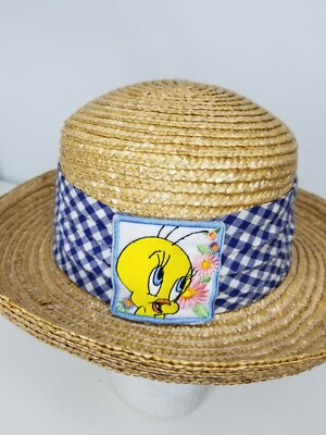 Vintage 1999 Looney Tunes Tweety Bird Straw Hat Sun Womens 