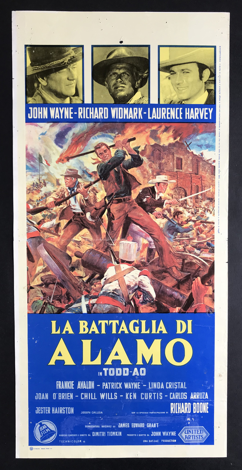 Locandina originale film La battaglia di Alamo (1960) - Regia di John Wayne