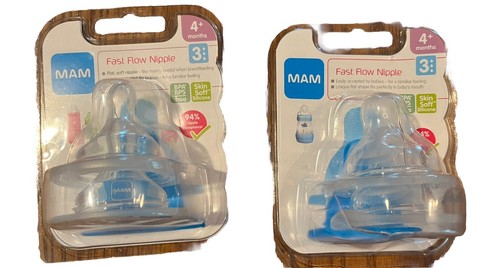 New Sealed MAM Baby Nipples 2 packs 4 total 4+M Step 3 Fast Flow Skin Soft Flat - Picture 6 of 6