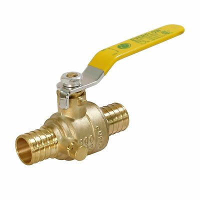 3/4'' in Full Port PEX Water Shut Off Barb Ball Valve with Drain Brass Connection