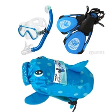 Brand New Mares Junior Mask + Snorkel + Fins Set (4-9 yrs) /Sea Pals Puffer Fish