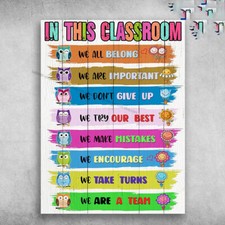 Classroom Poster, Classroom Rules - In This Classroom, We All Belong, We Are ...