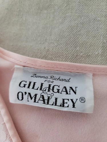 Donna Richard Gilligan O'Malley Nightgown Womens M Zip Tie Pink Lace USA VTG - Picture 2 of 15