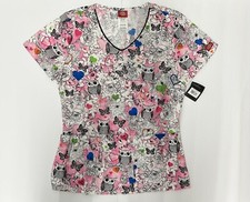Dickies Women s Scrubs V-Neck Top Owl Print Size S