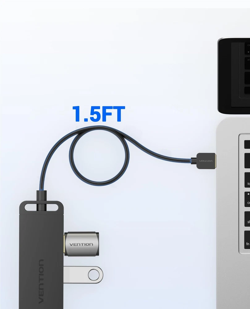 4-Port USB 3.0 Hub with 1.5ft Cable - Ultra-Slim Splitter & Charging Support