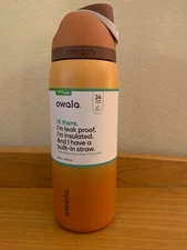 Owala "Cinnamon Swirl" 32oz Free Sip ~COLOR DROP~ Ombre Orange, Brown Stainless