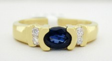GENUINE 0.72 Cts BLUE SAPPHIRE  DIAMONDS RING 14K GOLD - Free Certificate - NWT