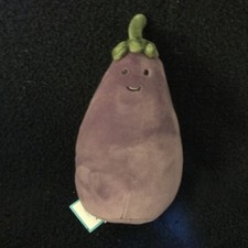 Jellycat Vivacious Aubergine Eggplant Plush Soft  Vegetable 7" NEW Egg Plant