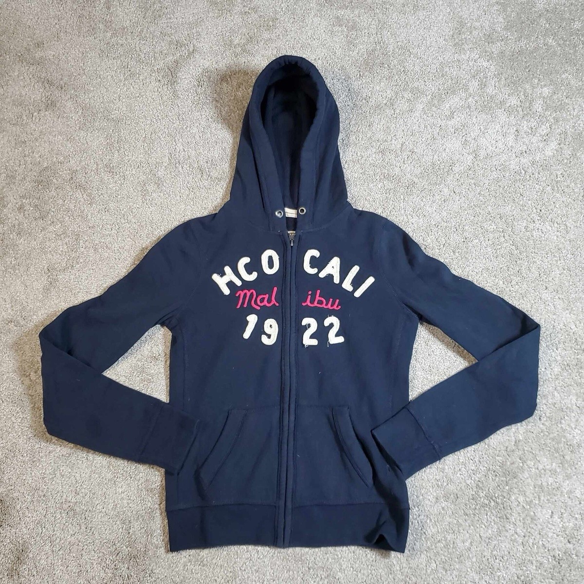 Y2K Hollister Full Zip Hoodie Womens Navy Blue Malibu