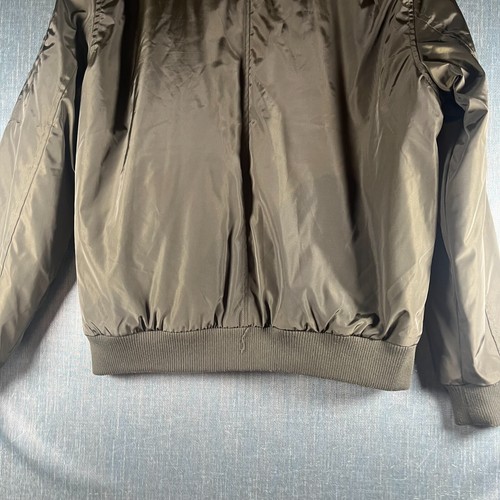 Forever 21 Mens Bomber Jacket Size L Green Lined Ribbed Pockets Full Zip Casual - Picture 6 of 13