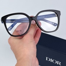 Dior Women Eyeglasses Black Blue Round LAPARISIENNEDIORO S3F CD50077F 001 NEW