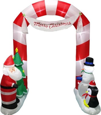 Christmas Candy Cane Santa Archway Inflatable Decor Blow Up Lawn LED Yard Xmas