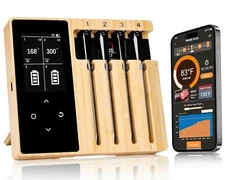 GMGH Smart Wireless Meat Thermometer | 4 Probes | Upgraded large LCD Display | A