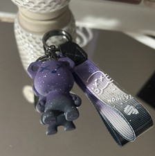 Cute Resin Keychain Charm Tie The Bear Pendant For Women Bag Car Keyring Mobile