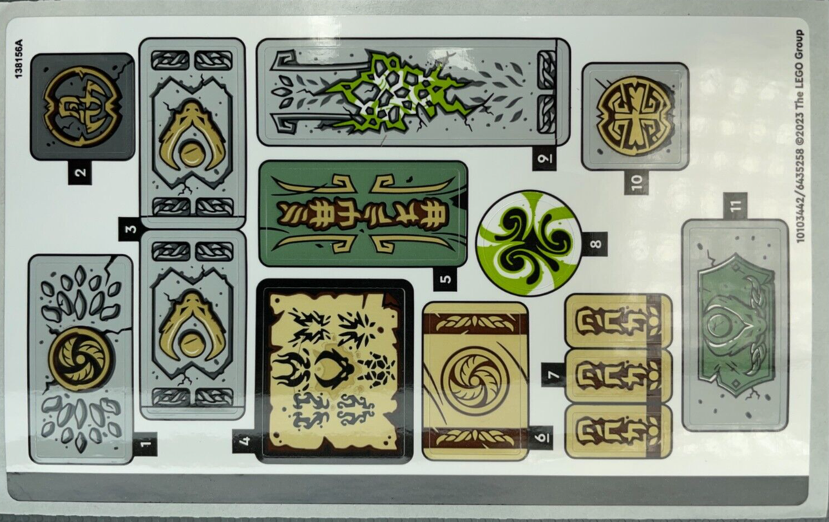 Sticker Sheet LEGO Set 71795 Ninjago Temple of the Dragon Energy