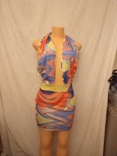 Backless Colorful Mini Dress Body Con