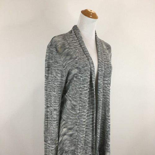 MARGARET O'LEARY Gray White High Low Open Front Cardigan Womens sz Small/Medium - Picture 5 of 11