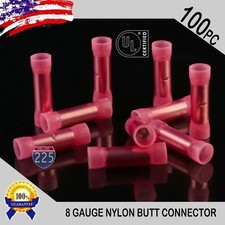 100 Pack 8 Gauge Wire Butt Connectors Red Nylon 8 AWG Crimp Cable Terminals USA