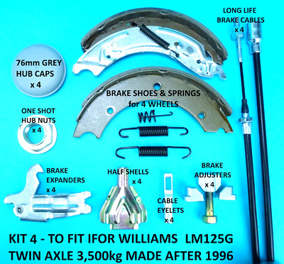 Twin Axle Brake Shoe Cables Service Kit for LM125G 3,500kg IFOR ...