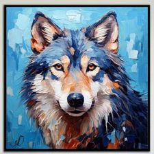ORIGINAL Oil PAINTING on Canvas Wolf Textured Art 24x24 in Custom Order