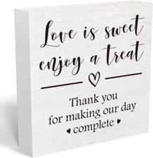 Rustic "Love Is Sweet" Wooden Box Sign for Weddings & Home Decor - 5x5 Inches