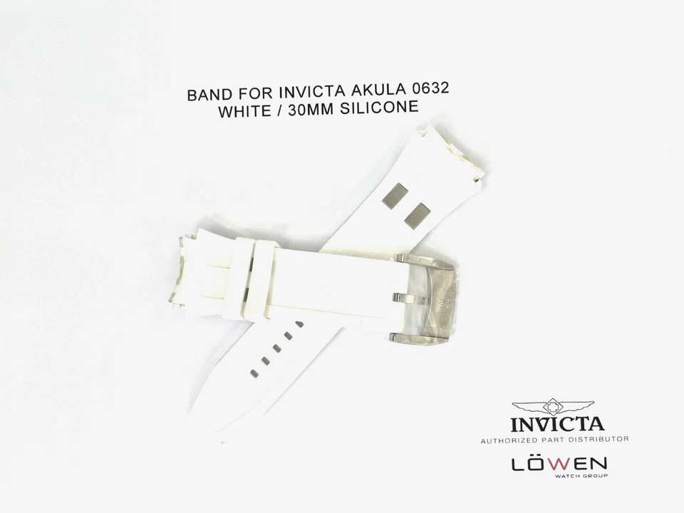 Pulseira de relógio Invicta Akula 0632 silicone branco 30 mm nova em folha - Imagem 2 de 3