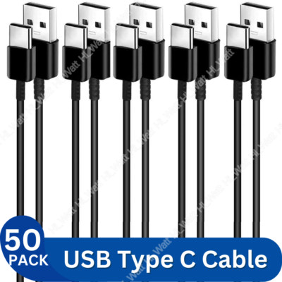 50X Bulk Lot USB C Type C Fast Charger Cable Adapter Cord For Android Samsung LG