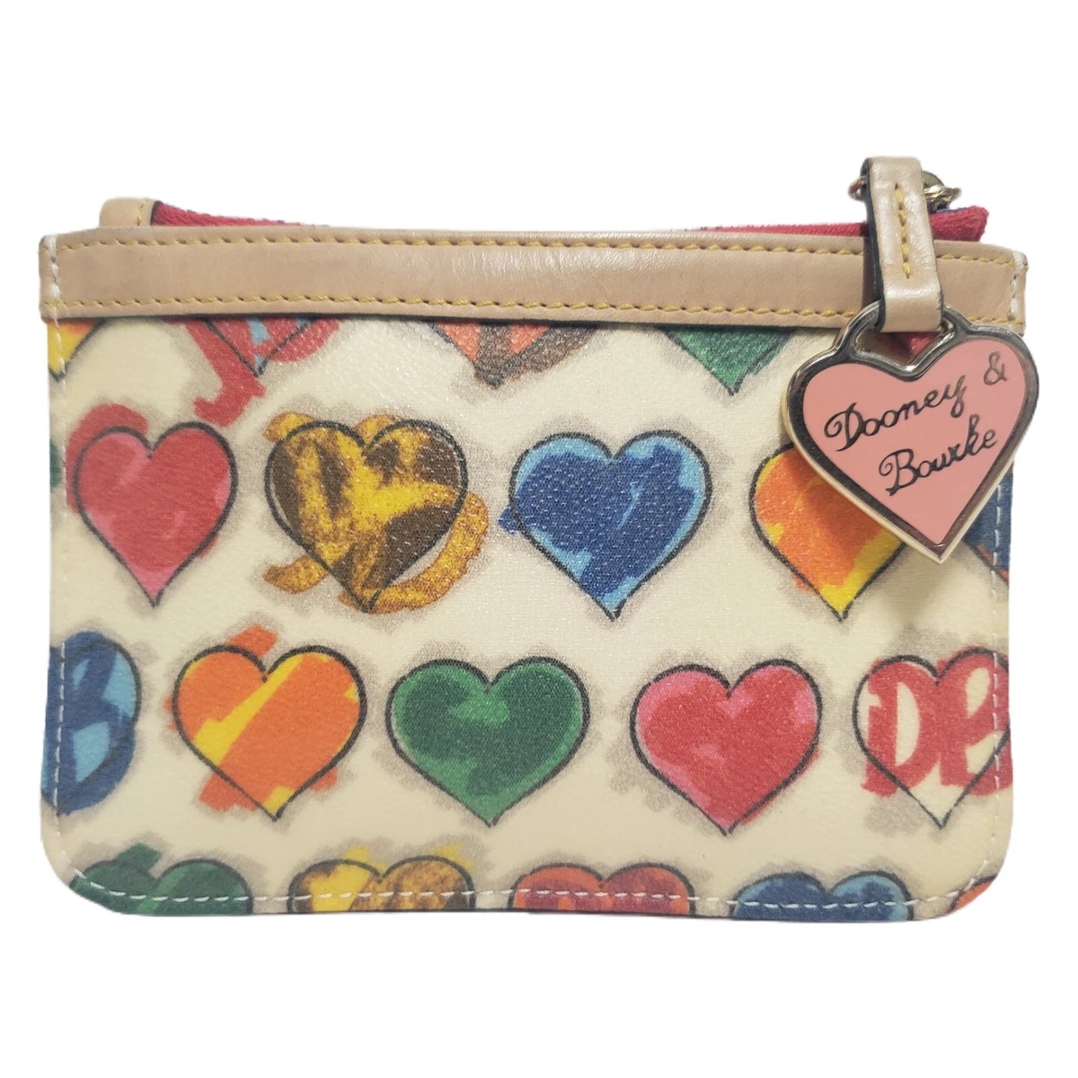 Vintage DOONEY u0026 BOURKE Change Wallet Wristlet Zip Rainbow Graffiti Hearts  6x4 | eBay