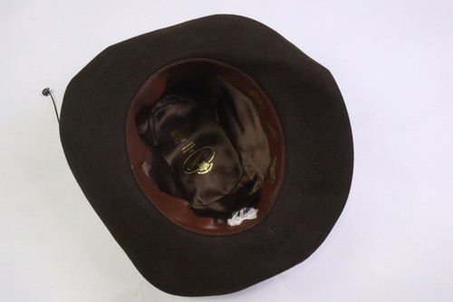 BORSALINO Fedora Hat Brown Solid Wool Casual Logo Feltro Rasato Size 7 1/4 - Picture 9 of 16