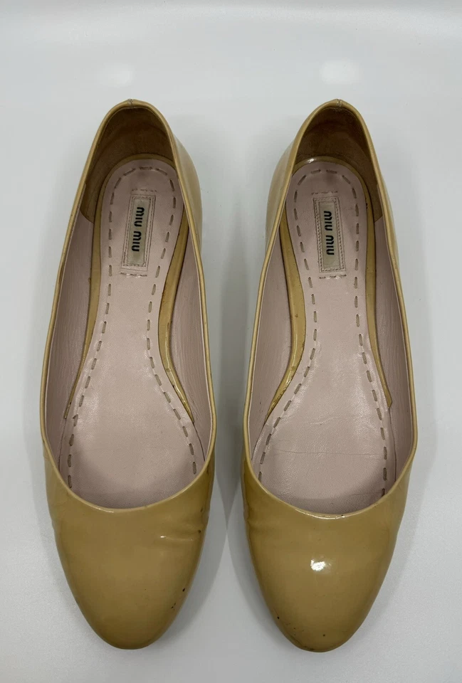 Miu Miu women beige Patent leather ballet flats Size EU 40 UK 7 - Image 3 of 4
