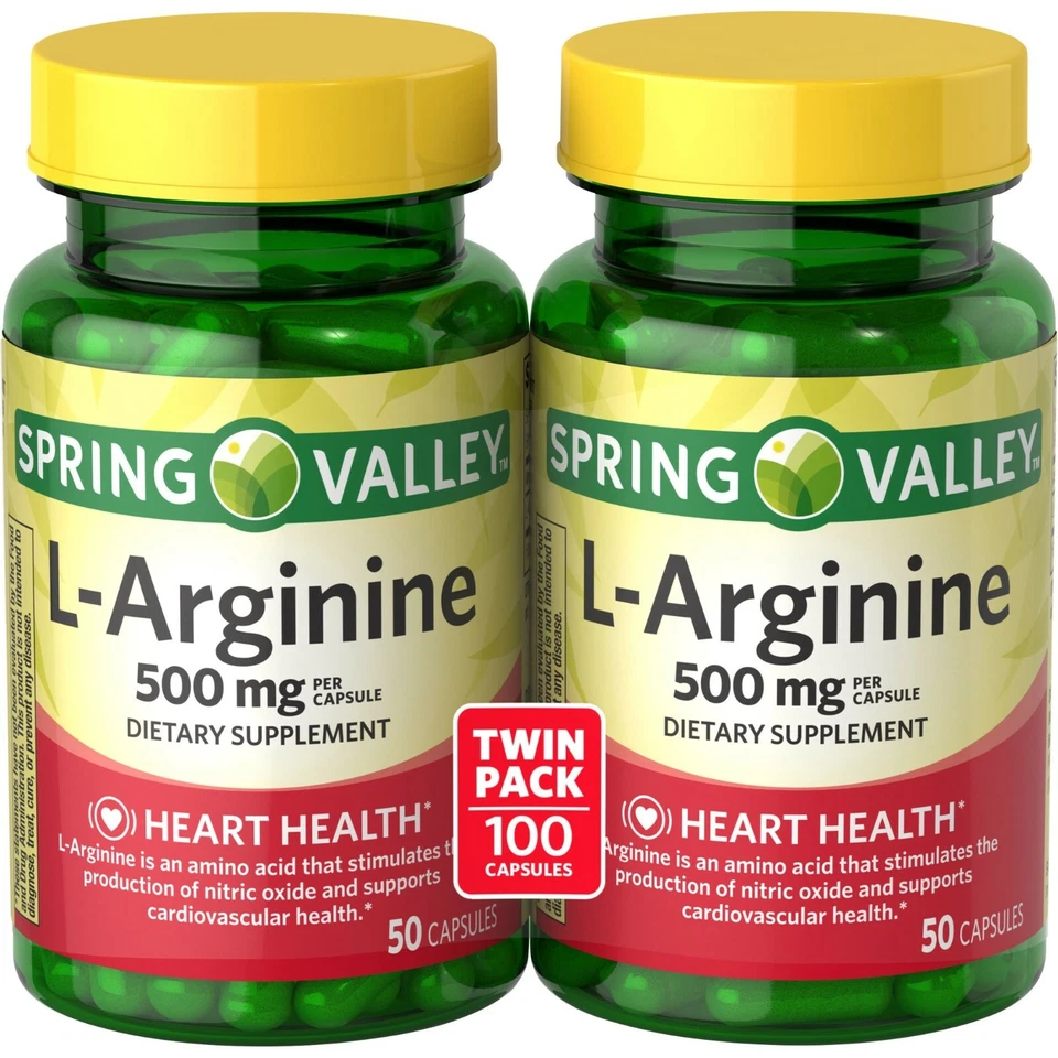 Suplemento dietético Spring Valley L-arginina paquete doble 500 mg 50 unidades $ Foto 2 de 4