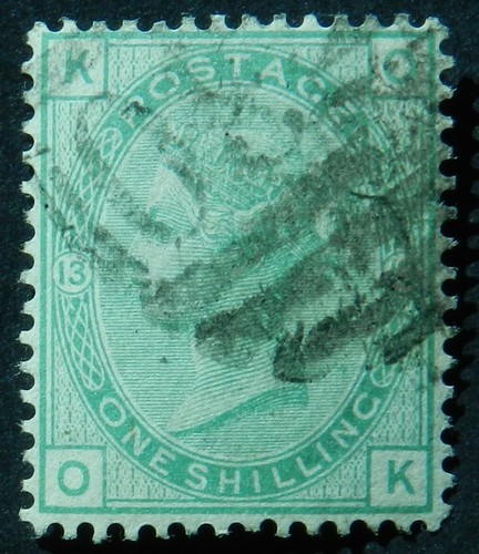 GB used in Valparaiso Chile C30 1876 1/- SG Z84 plate 13 cat £65