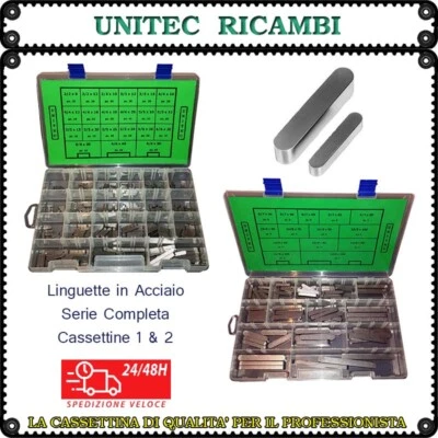 UNITEC Chiavetta in acciaio linguetta dritta cassetta 1+2 scatola assortimento da 350pz
