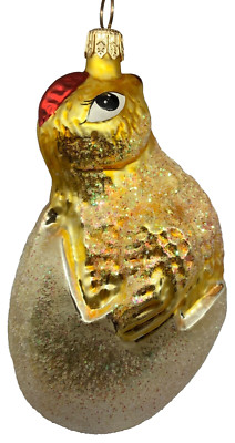 LARGE RADKO EASTER GLASS ORNAMENT - CHICK HATCHING FROM EGG