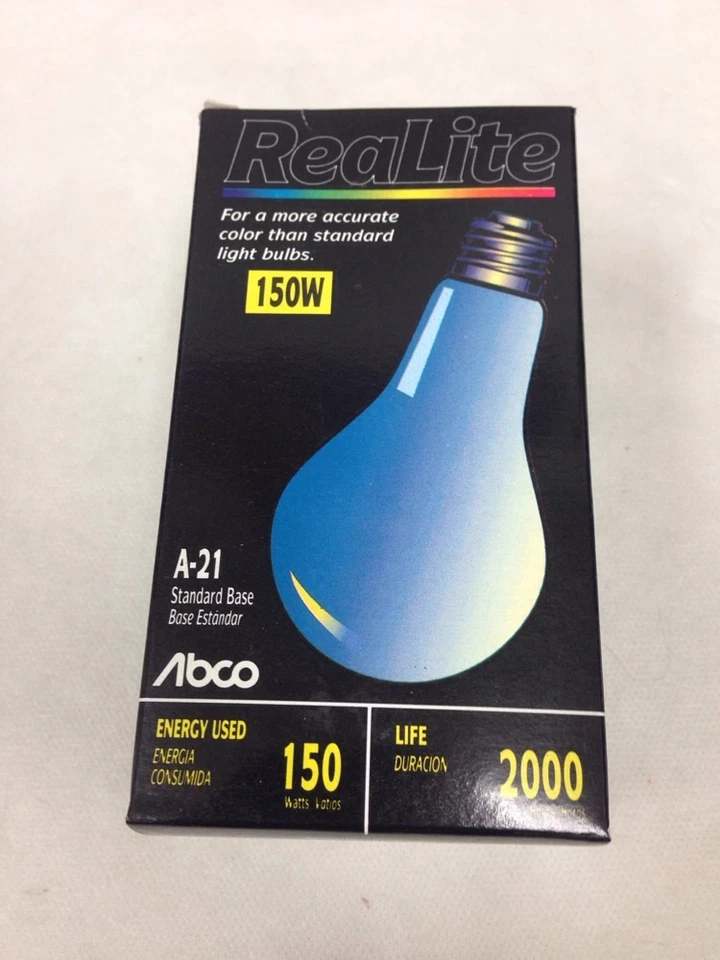 150W A21 Clear Realite Neodymium Full Spectrum Reptile Light Bulb 150A21/RL 2-pc - Image 3 of 4