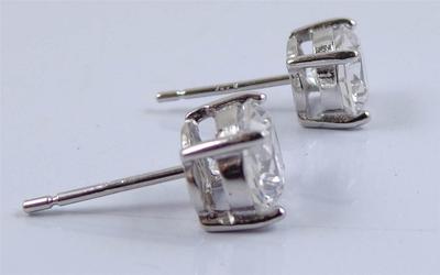 925 Silver 2.00tcw Brilliant White CZ ~ 6mm Basket~Sturdy ~ Solitaire Earrings