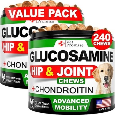 Glucosamine for Dogs 2 Pack Hip and Joint Supplement with Chondroitin 240 Chews