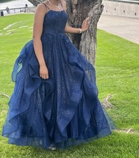 Navy Full Skirt Prom Dress For Princesses Size 8 Large