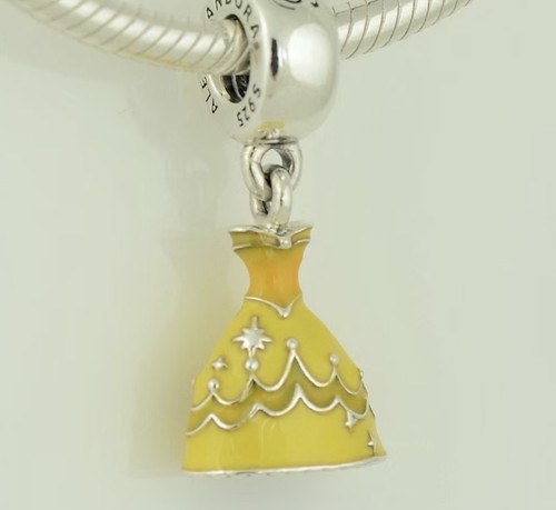 Pandora Sterling Silver 925 Disney Belle’s Yellow Dress Dangle Charm