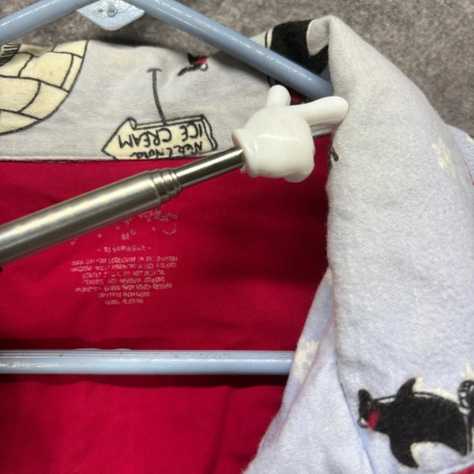 Nick & Nora Womens Penguin Pajama Set Size M Light Blue Top Pants Flannel Winter - Image 4 of 4