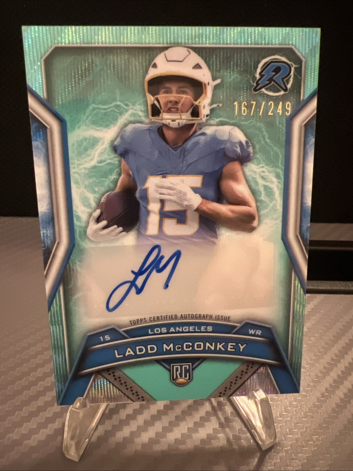 2024 Topps Resurgence Ladd McConkey Rookie Signature Aqua Surge Auto RC /249💎